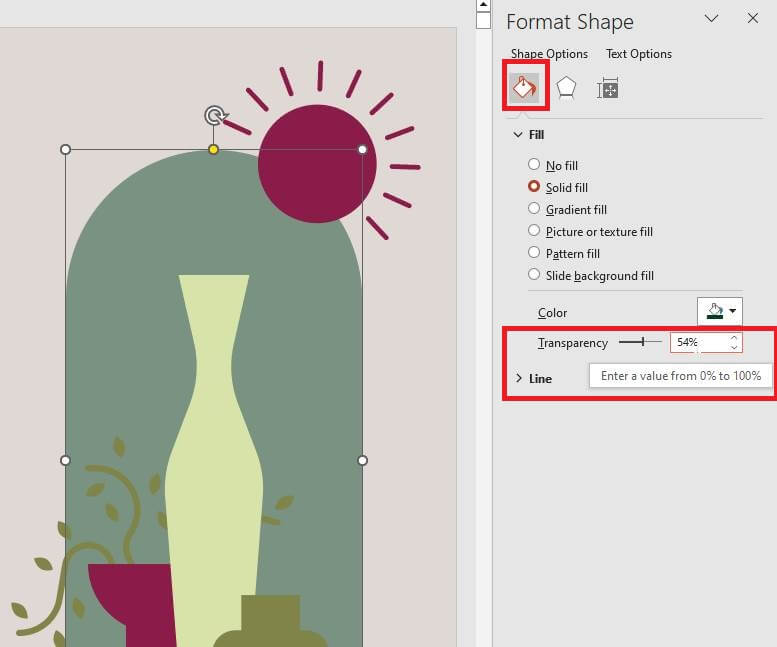 how to make a shape on powerpoint transparent
